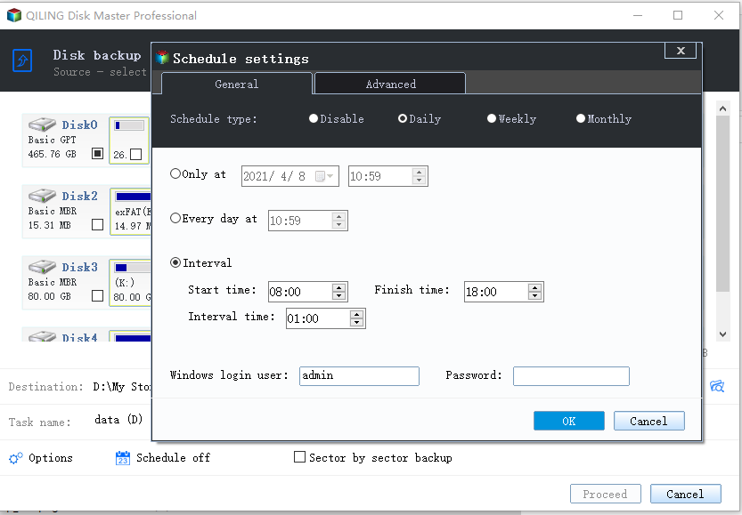 schedule backup