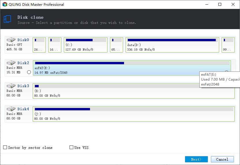 select the disk that you want to copy