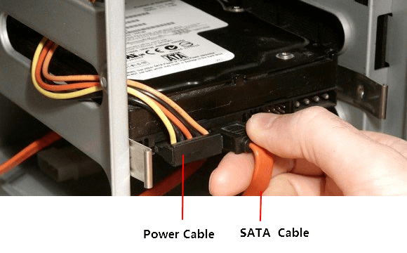 Plug the power cable and SATA cable to the second hard drive