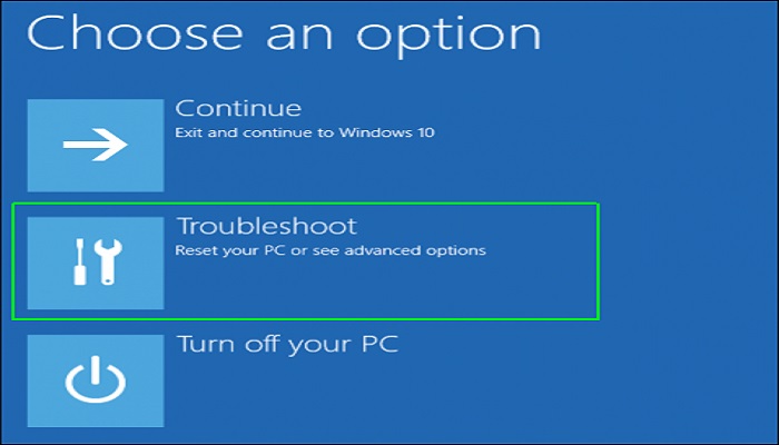 click troubleshoot