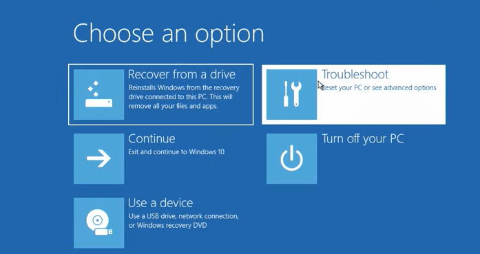 click troubleshoot