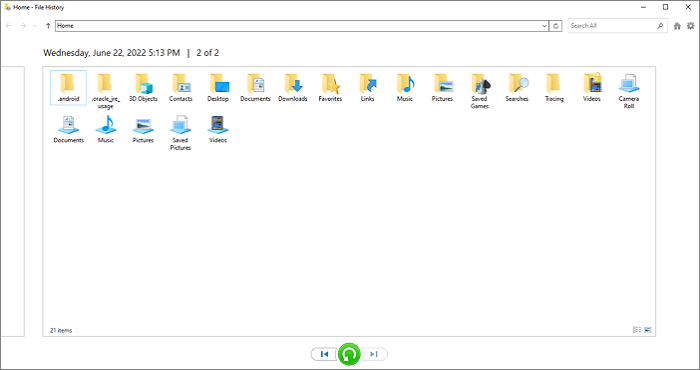 restore files with file history