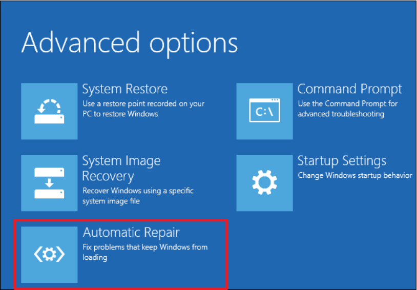 run automatic repair command