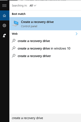 Create recovery drive.
