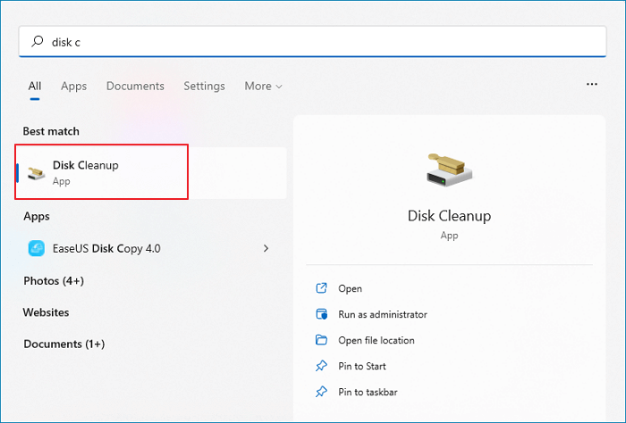 Search Disk Cleanup