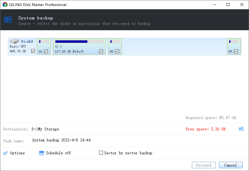 Configure a system backup
