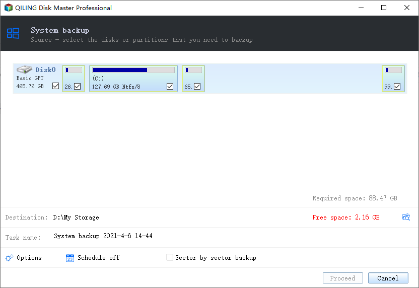 create system backup step2