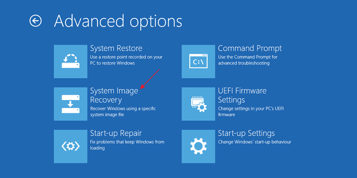 choose system image recovery in advanced options