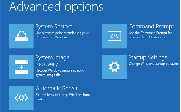 access system restore and system image recovery in windows RE