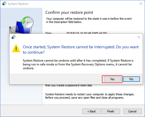 End Windows 10 System Restore process.