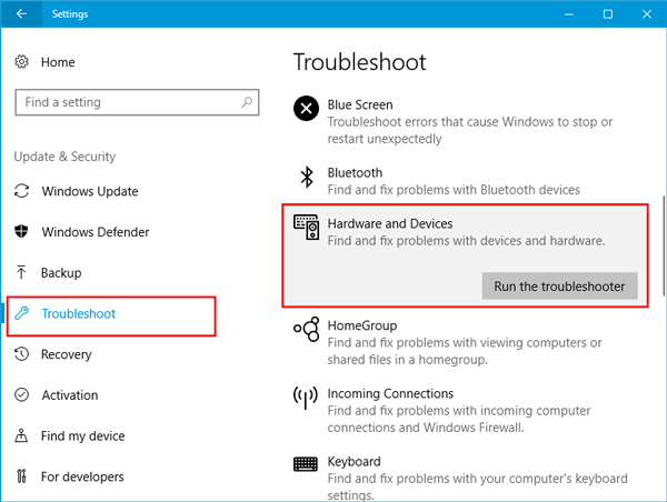 troubleshoot hardware issue to fix the device has either stopped or is disconnected