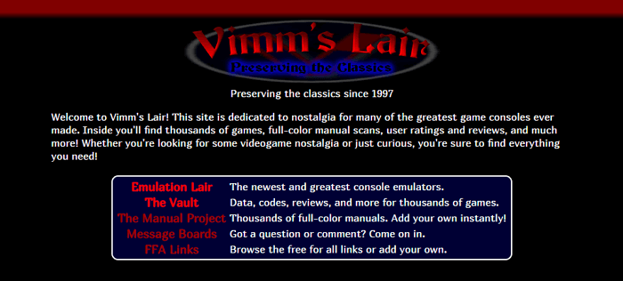 Vimm's Lair Homepage