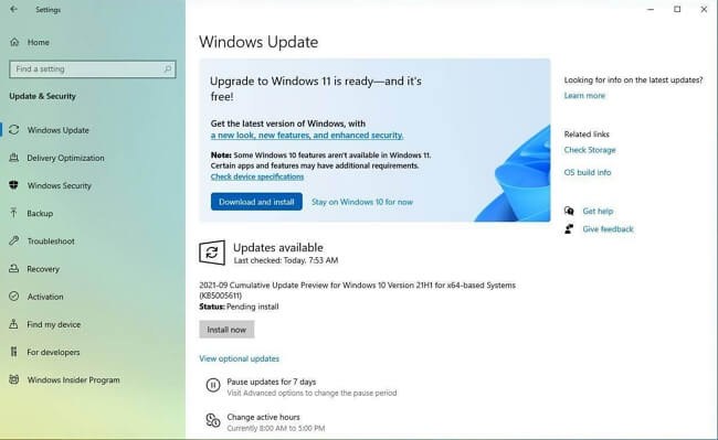 Check Windows 11 update