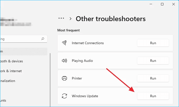 run windows 11 update troubleshooters