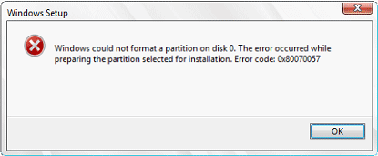 can not format a partition