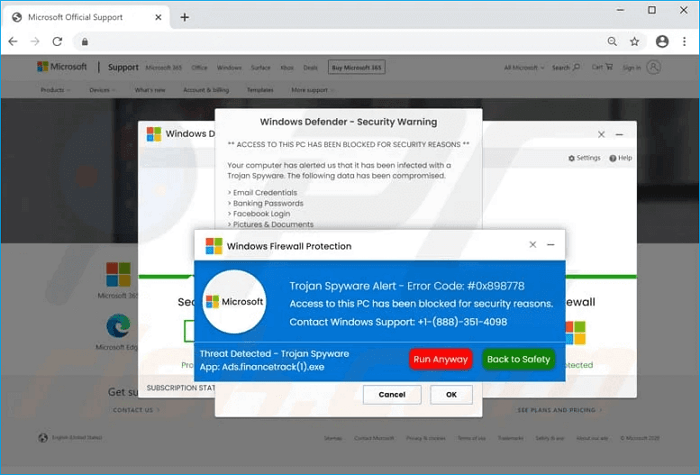 windows defender security warning