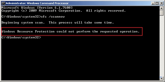 Windows Resource Protection could not perform the requested operation