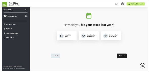 transfer H&R Block to new computer - interface