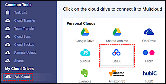 add baidu to multcloud