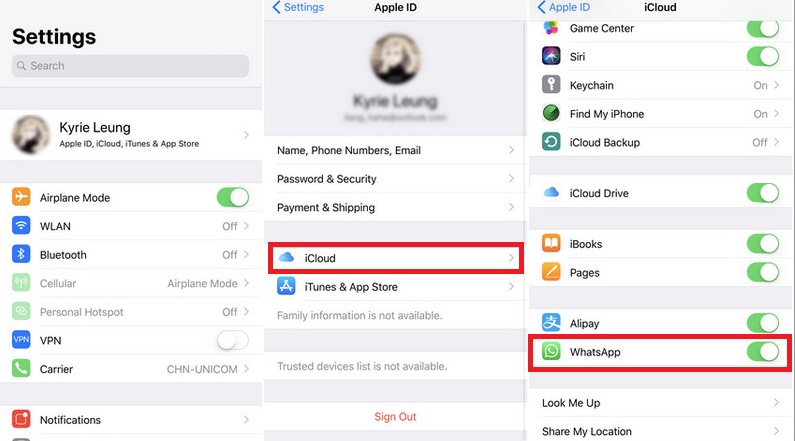 Backup WhatsApp Messages to iCloud