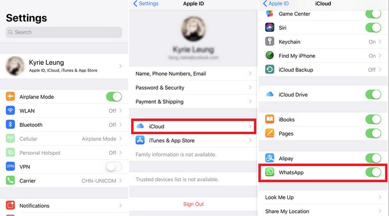 backup whatsapp to icloud