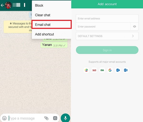 Backup WhatsApp Messages via Email