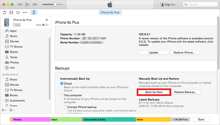 How to backup contacts on iPhone with iTunes