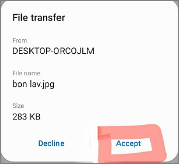 Accept the transfer of files 