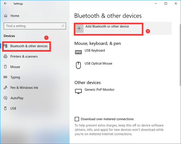 bluetooth and other devices windows 10 - 1