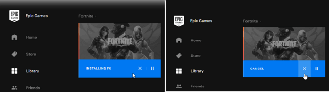 cancel the Fortnite install