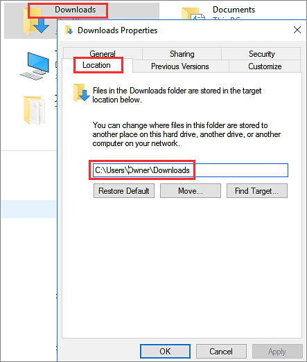 change download folder location from SSD to HDD