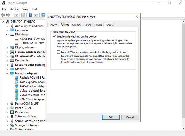 change hardware settings to fix windows 10 slow file transfer