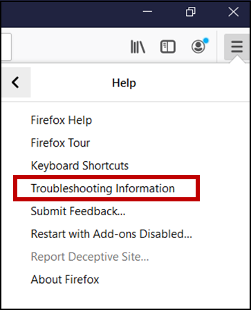 click help and open the troubleshooting information