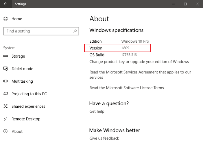 check windows 10 version