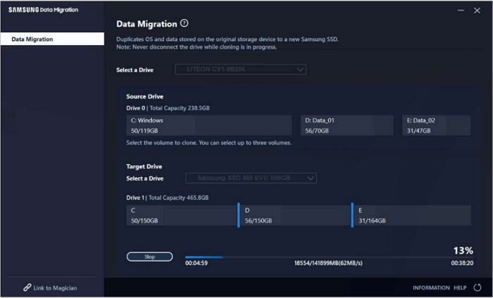 Click start to start disk cloning