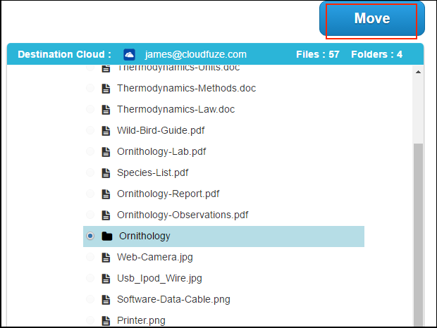 move files in cloudfuze