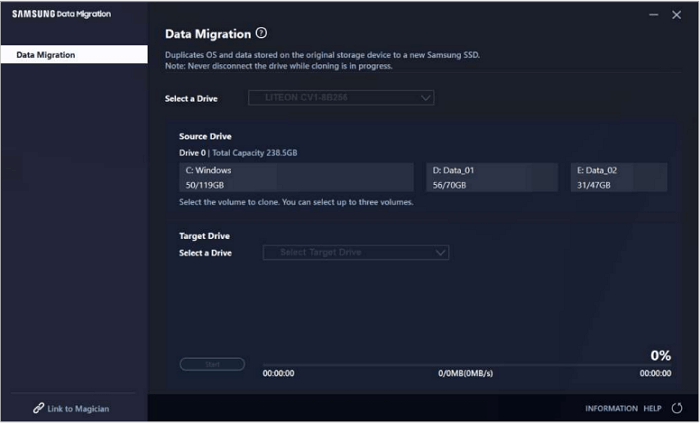 Connect to computer and launch Samsung Data Migration