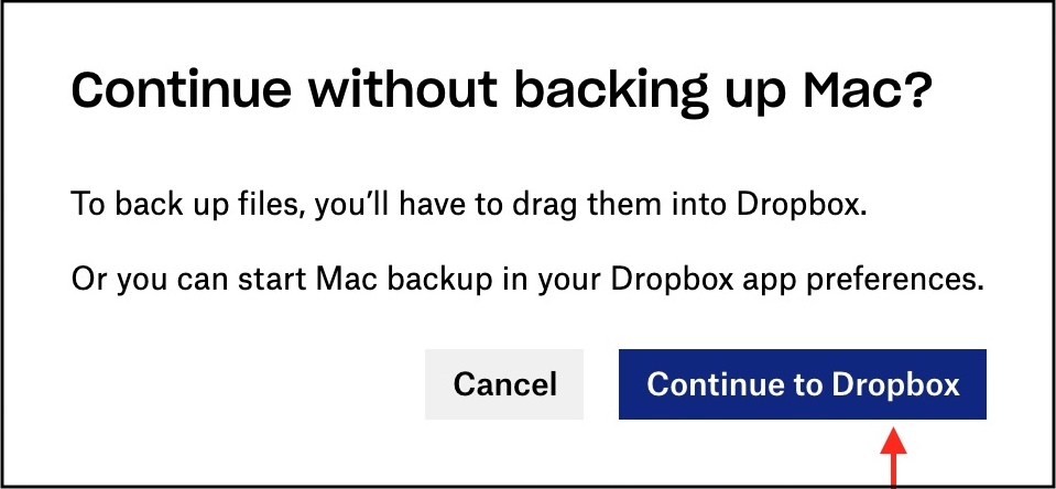 continue to dropbox