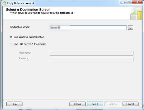 how to transfer database from one server to another using copy database wizard step3
