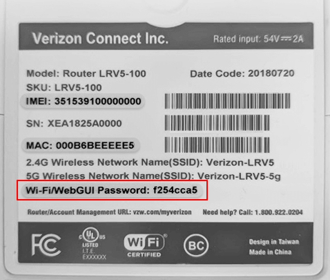 Router default password