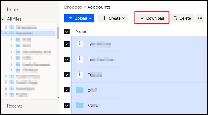 download files from dropbox