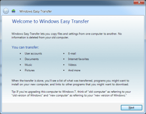 windows easy transfer