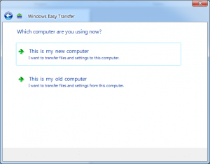 Windows Easy Transfer ask to choose computer that you are using now.