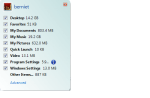 Windows Easy Transfer connects two computers to transfer data.