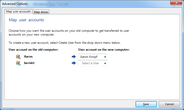 Windows Easy Transfer offers advanced option for users.