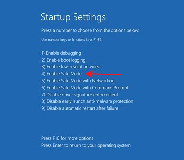 opt for enable safe mode