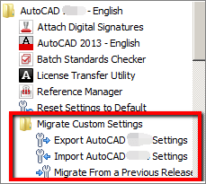export autocad settings