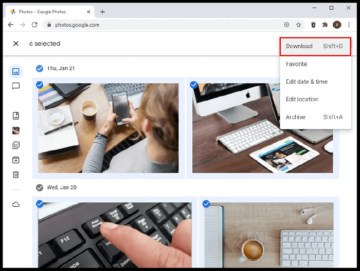 export photos from google photos to icloud on pc by downloading images
