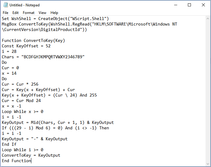 find office product key vbscript