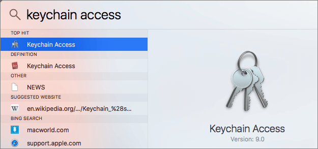 Run keychain access